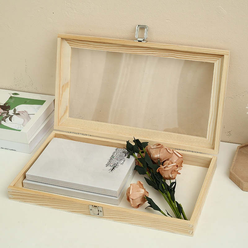 Wooden Boxes with Acrylic Hinged Sliding Lids