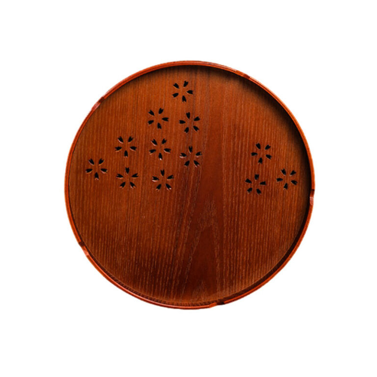 Wooden Plate,Wood Plate Round,100% Wood Plate Round Shape Wood Small Tea Cake Plate (5)