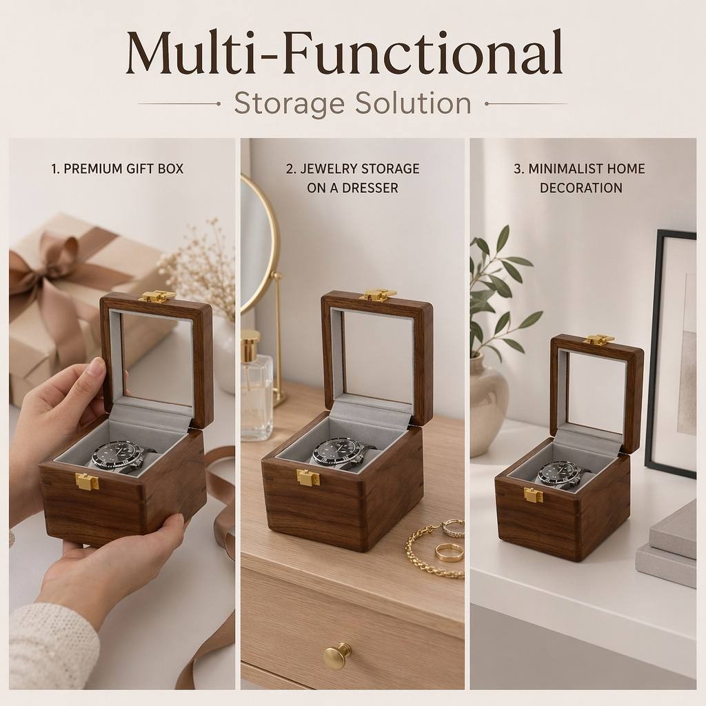 Multi-functional Solid Wood Watch Organizer Display